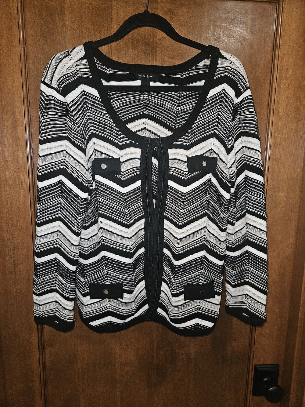 Black & White Striped Women’s Sweater Cardigan
